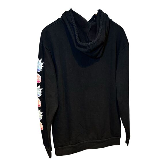 Rick & Morty Hoodie Adult Swim Pullover Double Graphic Faces/Sleeve Rare Size S - Picture 3 of 10